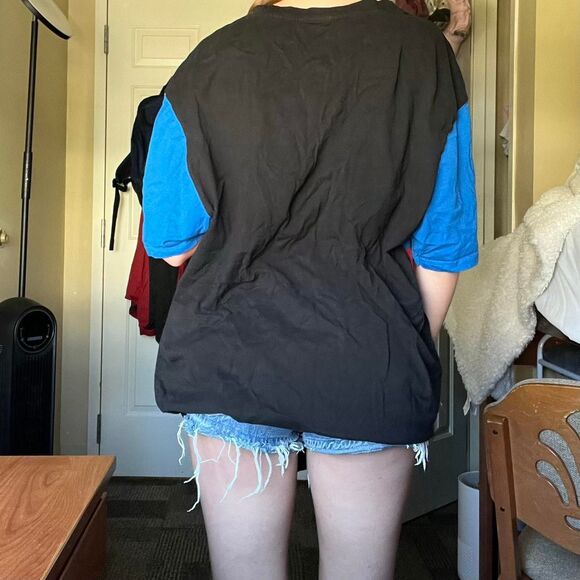 blue and red racecar checkered oversized vintage graphic racing oversized shirt - Picture 3 of 4